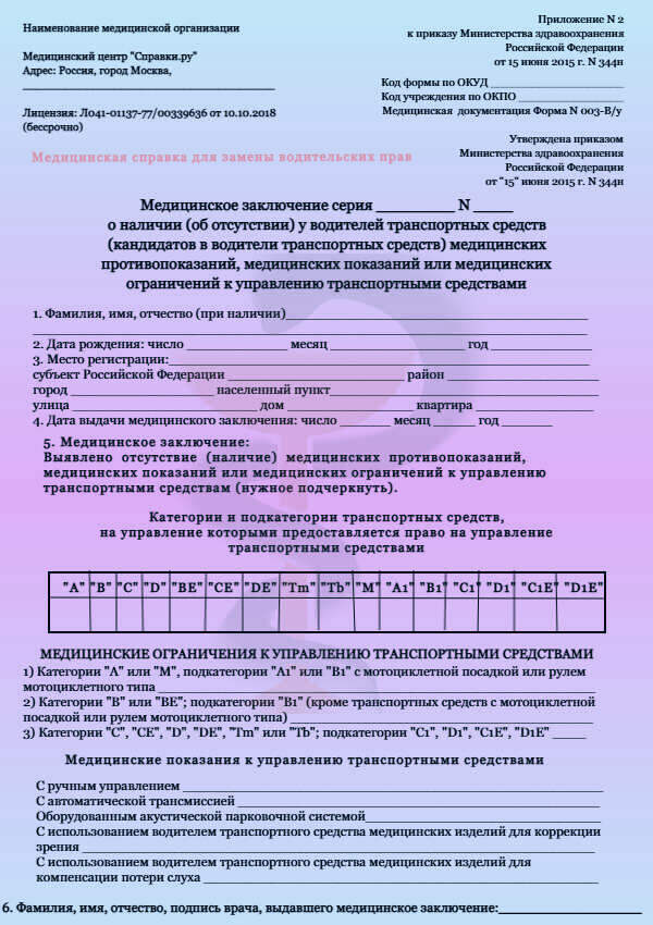 Медицинская справка для водительских прав - Справки.ру